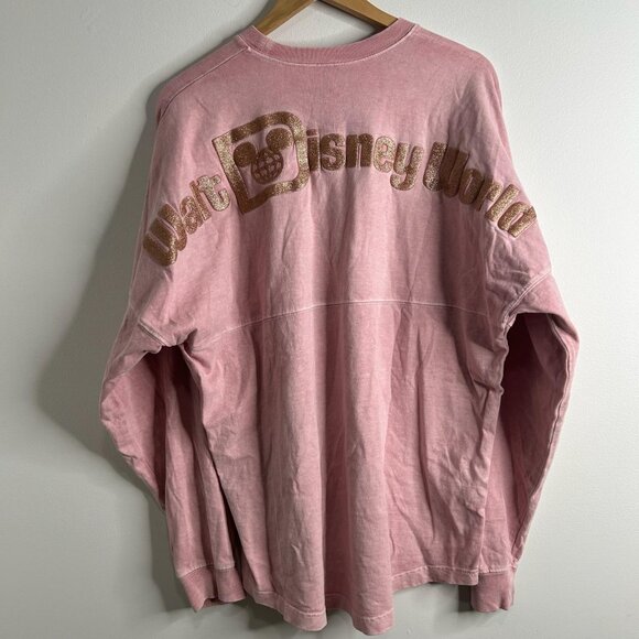 Disney Spirit Jersey Shirt Womens Medium Pink Walt Disney World Glitter Mickey - Picture 5 of 9
